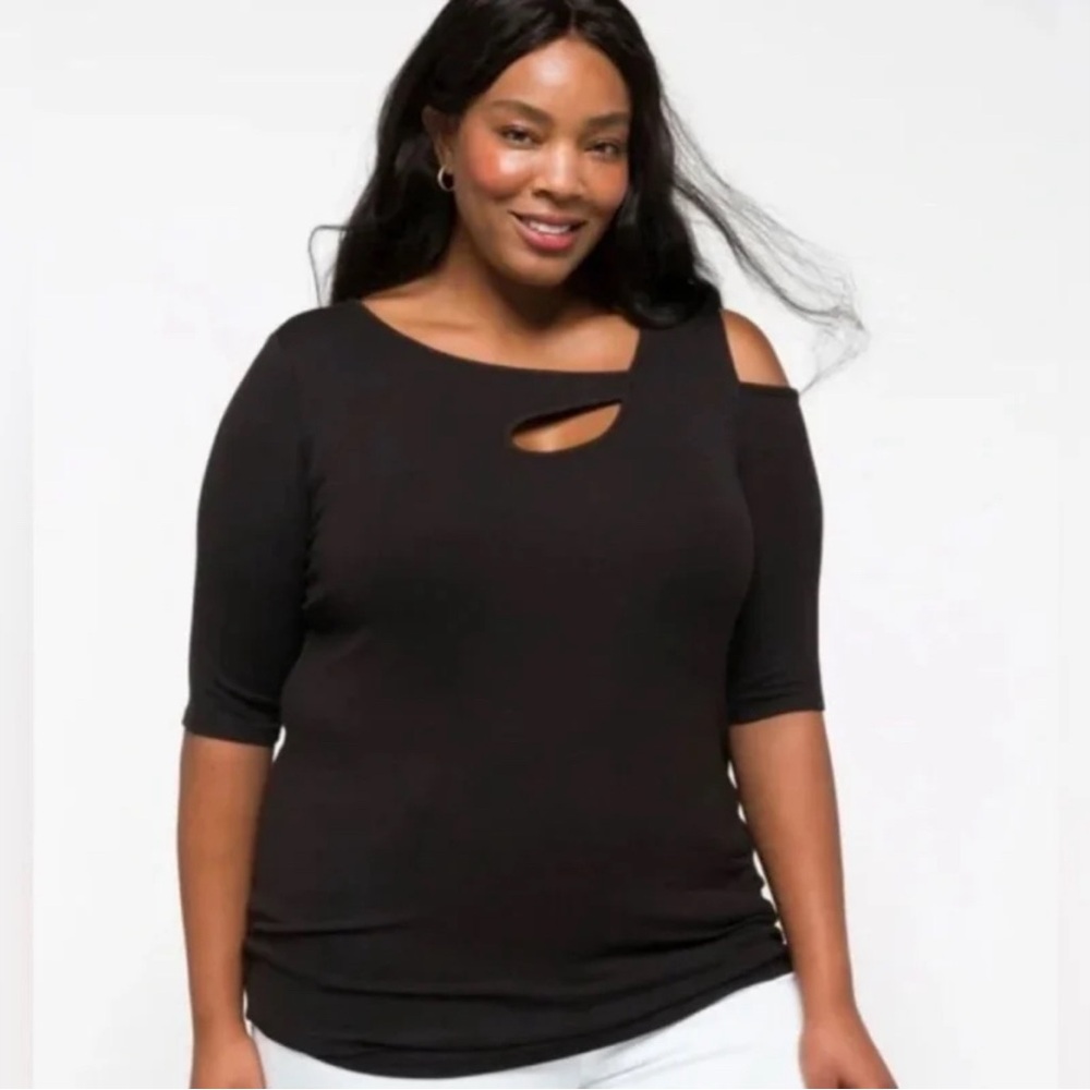 Goldray Asymmetrical Cold Shoulder Top size 1X - Picture 1 of 2